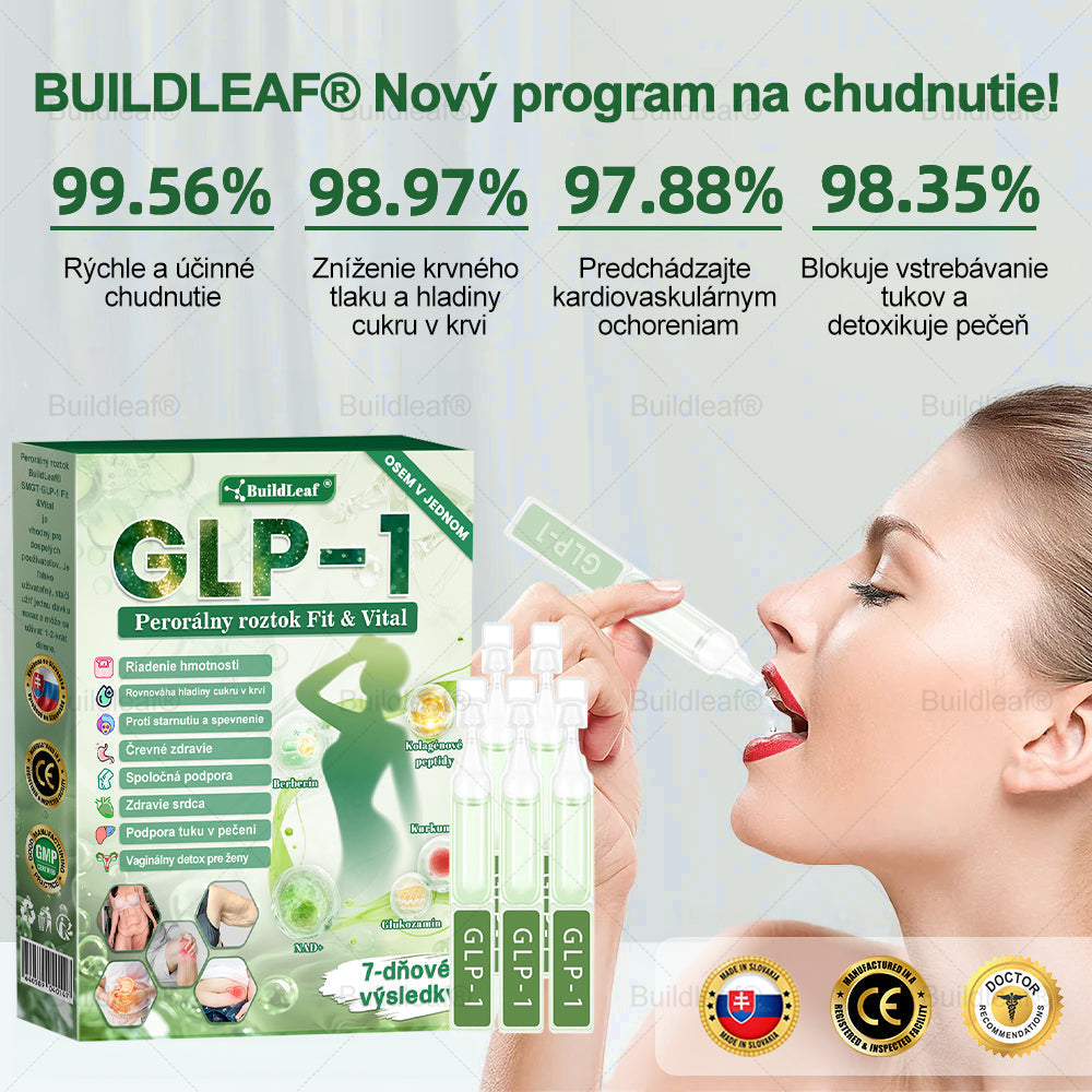 💧💧SVKBuildLeaf® GLP-1 6-v-1 Health Solution Perorálna tekutina (Len raz denne, viditeľné zmeny už za 7 dní) Pre obezitu, kardiovaskulárne ochorenia, cukrovku, spánkové apnoe, zdravie čriev, problémy s kĺbmi a ďalšie