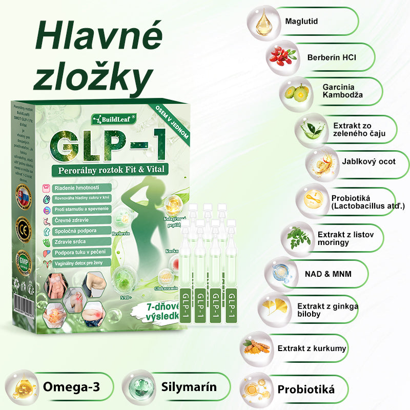 💧💧SVKBuildLeaf® GLP-1 6-v-1 Health Solution Perorálna tekutina (Len raz denne, viditeľné zmeny už za 7 dní) Pre obezitu, kardiovaskulárne ochorenia, cukrovku, spánkové apnoe, zdravie čriev, problémy s kĺbmi a ďalšie