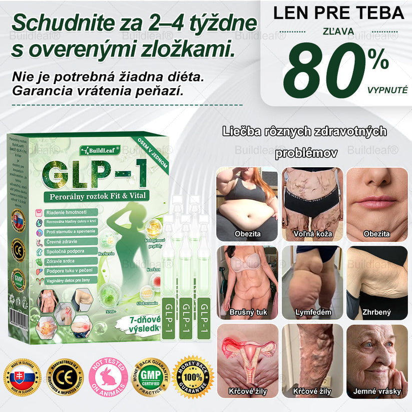 🌱🌱BuildLeaf® GLP-1 8-v-1 Fit & Vital Perorálny Roztok ✅ (Len raz denne, viditeľné zmeny už za 7 dní) Pre obezitu, kardiovaskulárne ochorenia, cukrovku, spánkové apnoe, zdravie čriev, problémy s kĺbmi a ďalšie